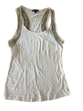Blue Angels Ivory Embellished Racerback Tank Top Small